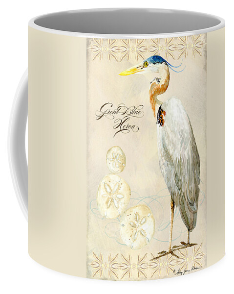 Watercolor Coffee Mug featuring the painting Coastal Waterways - Great Blue Heron by Audrey Jeanne Roberts