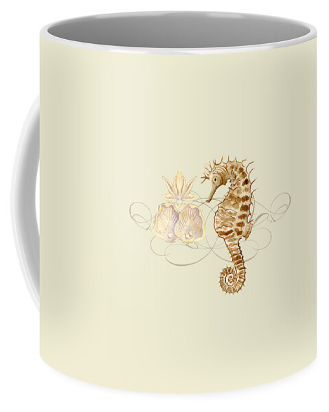 Watercolor Coffee Mug featuring the painting Coastal Waterways - Seahorse Rectangle 2 by Audrey Jeanne Roberts