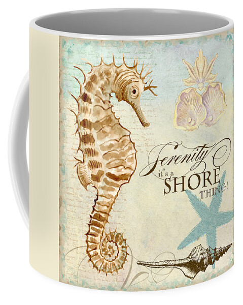 Watercolor Coffee Mug featuring the painting Coastal Waterways - Seahorse Serenity by Audrey Jeanne Roberts