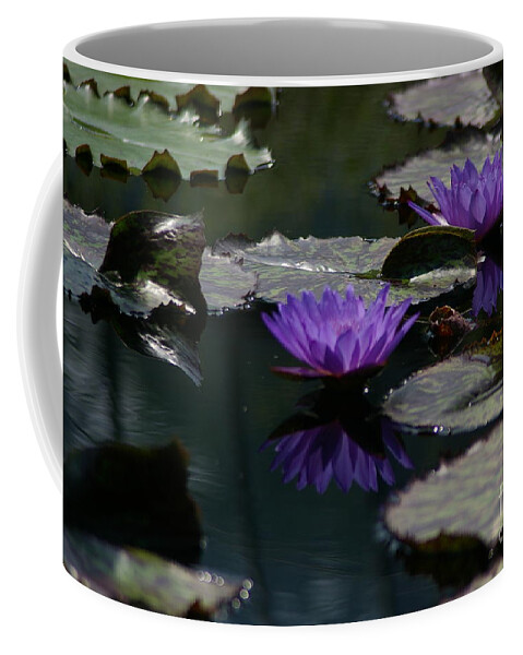 Cobalt Coffee Mug featuring the photograph Cobalt Purple Lotus Waterlilies by Jackie Irwin