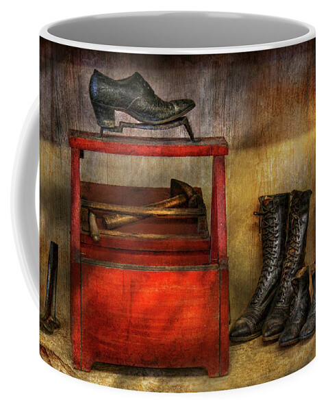 Cobbler Coffee Mug featuring the photograph Cobbler - Life of the cobbler by Mike Savad