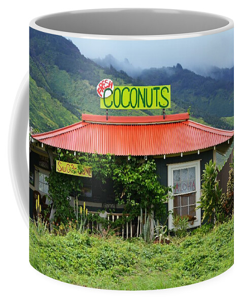 Landscape Coffee Mug featuring the photograph Coconut Hut by Carolyn Mickulas