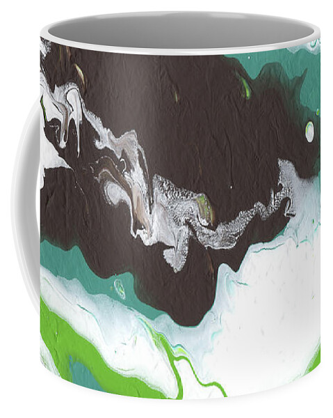 Green Coffee Mug featuring the mixed media Coffee Bean 2- Abstract Art by Linda Woods by Linda Woods