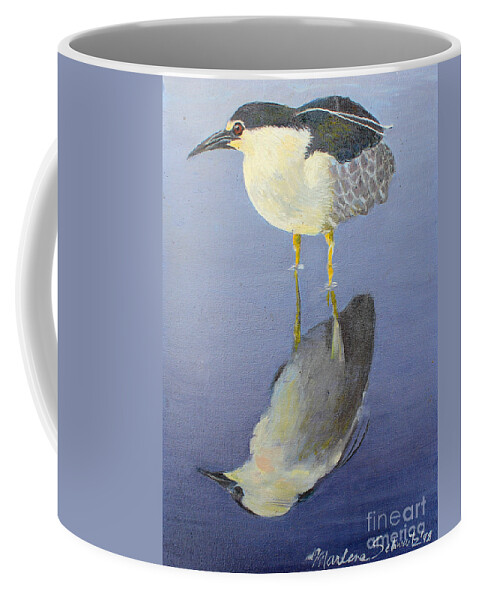 Heron Coffee Mug featuring the painting Cold Feet by Marlene Schwartz Massey