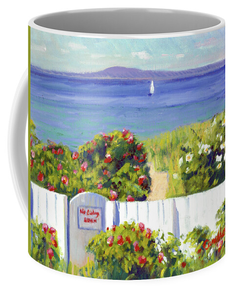 Colony Hotel Coffee Mug featuring the painting Colony Beach Blues by Candace Lovely