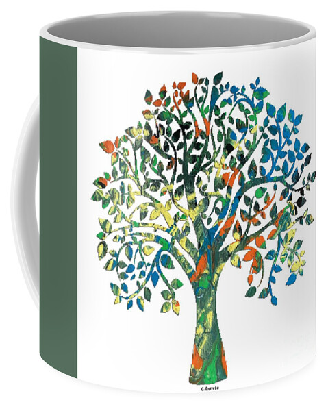 Abstract Coffee Mug featuring the digital art Color Tree by Carl Gouveia