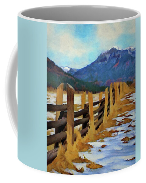 Colorado Coffee Mug featuring the painting Colorado Fence Line by Jeffrey Kolker