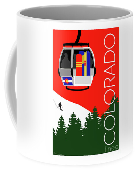 Colorado Coffee Mug featuring the digital art Colorado Ski Country Red by Sam Brennan