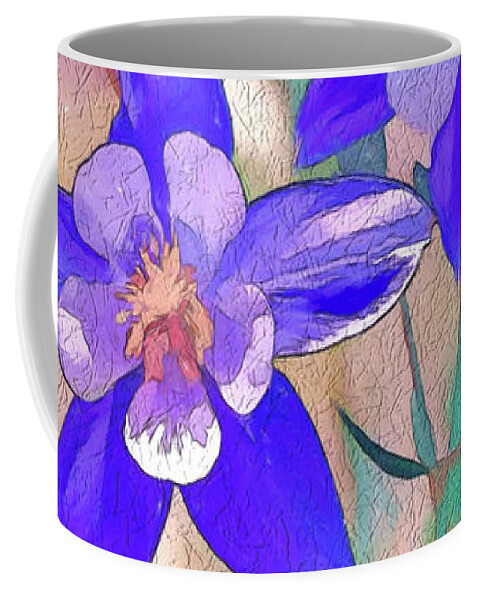 Columbines Coffee Mug featuring the digital art Colorado State Flower 2 by OLena Art by Lena Owens - Vibrant DESIGN
