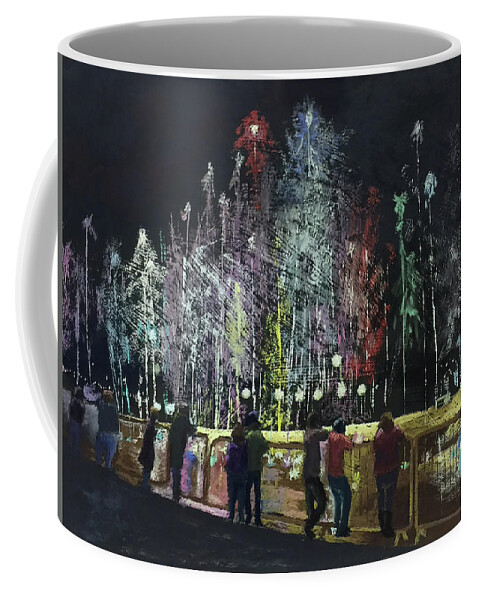 Pastel Coffee Mug featuring the pastel Colored Fountains by Gerry Delongchamp