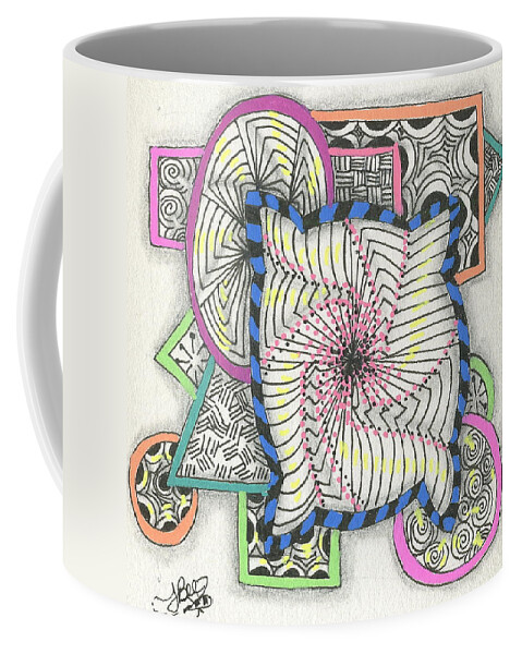 Color Coffee Mug featuring the drawing Colored Frames by Jan Steinle