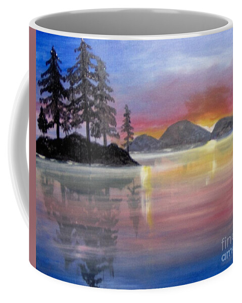 Color Coffee Mug featuring the painting Colored Lake by Saundra Johnson