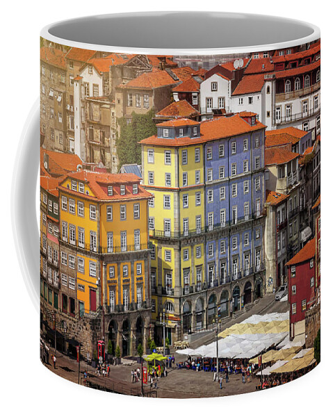 Porto Coffee Mug featuring the photograph Colorful Architecture of Ribeira Porto by Carol Japp