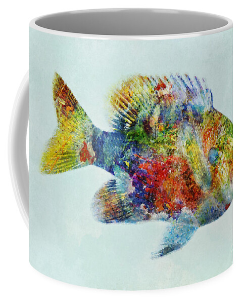 Color Fusion Coffee Mug featuring the mixed media Colorful Bluegill Art by Olga Hamilton