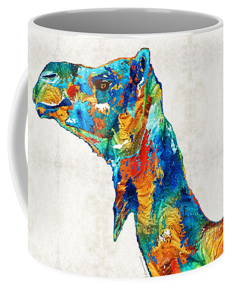 Camel Coffee Mug featuring the painting Colorful Camel Art by Sharon Cummings by Sharon Cummings