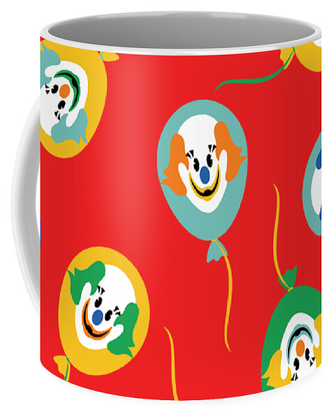 Clown Coffee Mug featuring the digital art Colorful Circus Clown Balloons by MM Anderson