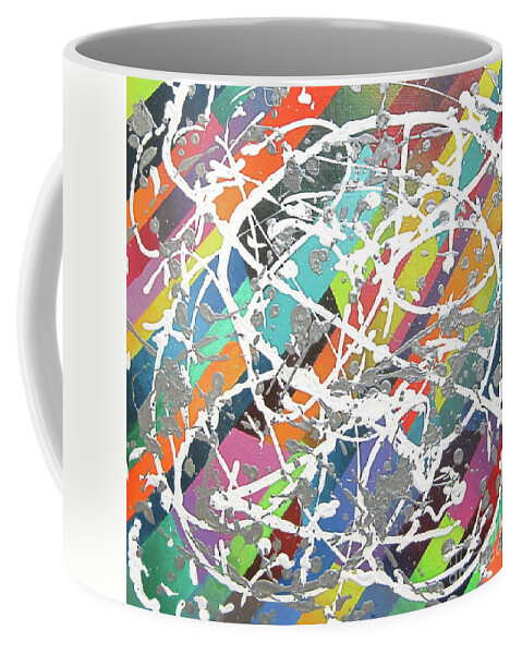 Color Coffee Mug featuring the painting Colorful Disaster AKA Jeremy's Mess by Jeremy Aiyadurai