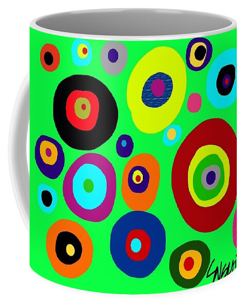  Coffee Mug featuring the digital art Colorful eyes in the green sky by Susan Fielder