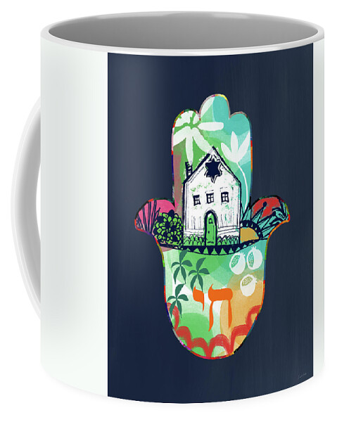 Hamsa Coffee Mug featuring the mixed media Colorful Home Hamsa- Art by Linda Woods by Linda Woods