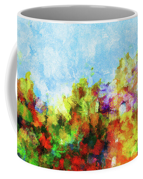 Abstract Coffee Mug featuring the painting Colorful Landscape Painting in Abstract Style by Inspirowl Design