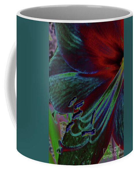 Amaryllis Coffee Mug featuring the digital art Colorful Neon Amaryllis by D Hackett
