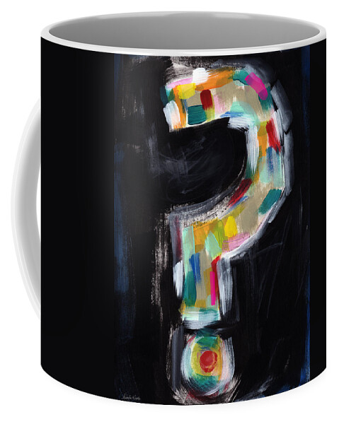 Question Mark Coffee Mug featuring the painting Colorful Questions- Abstract Painting by Linda Woods