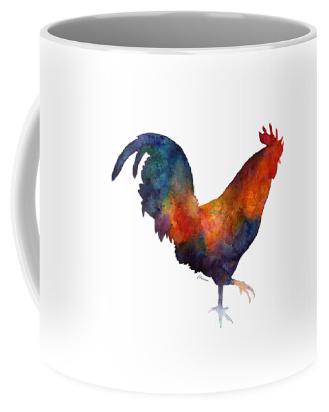 Rooster Coffee Mug featuring the painting Colorful Rooster by Hailey E Herrera