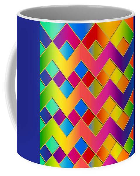 Colorful Zig-zag Coffee Mug featuring the digital art Colorful Zig-Zag by Chuck Staley