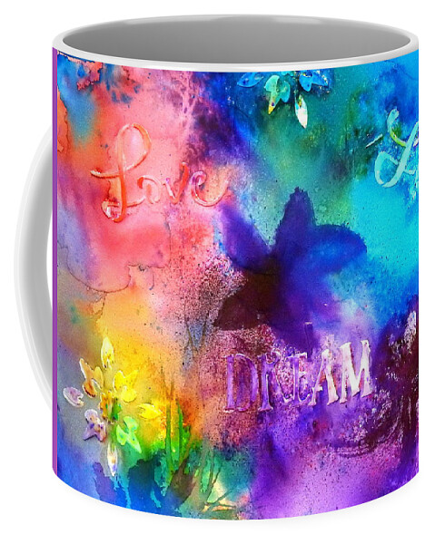 Brusho Crystals Coffee Mug featuring the mixed media Colourful Advice by Betty-Anne McDonald
