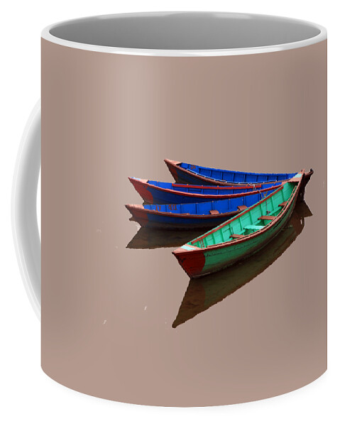 Himalayas Coffee Mug featuring the photograph Nepalese Fishing Boats by Aidan Moran