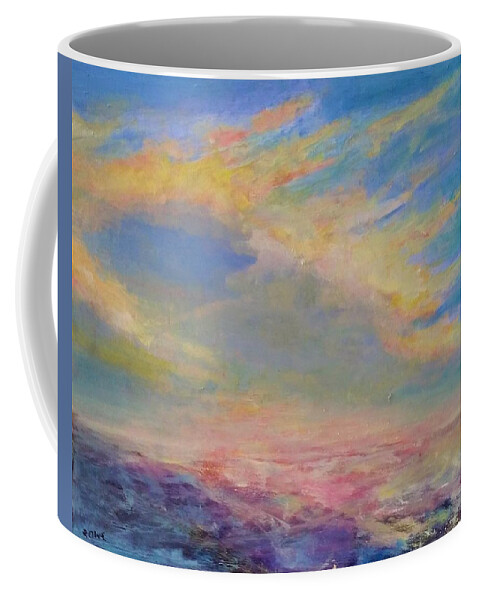 Landscape River Sky Colorful Impressionist Coffee Mug featuring the painting Columbia River Sky by Renee Rowe