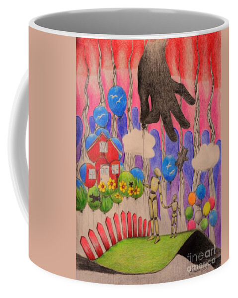 Wooden Doll Coffee Mug featuring the drawing Comfort by Elaine Berger