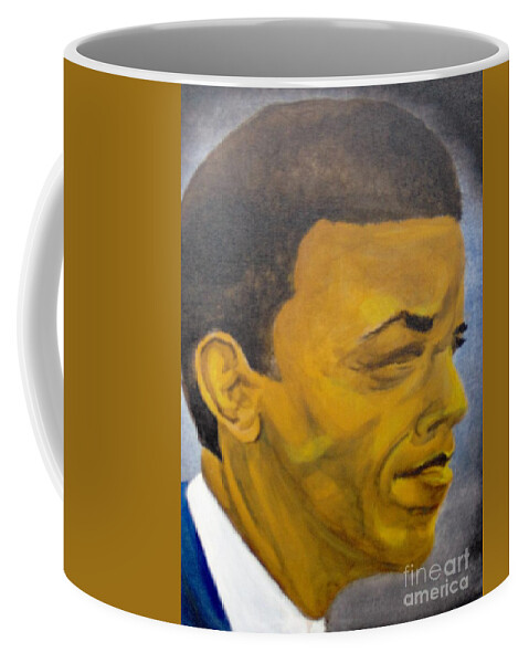 Obama Coffee Mug featuring the painting Commander by Saundra Johnson