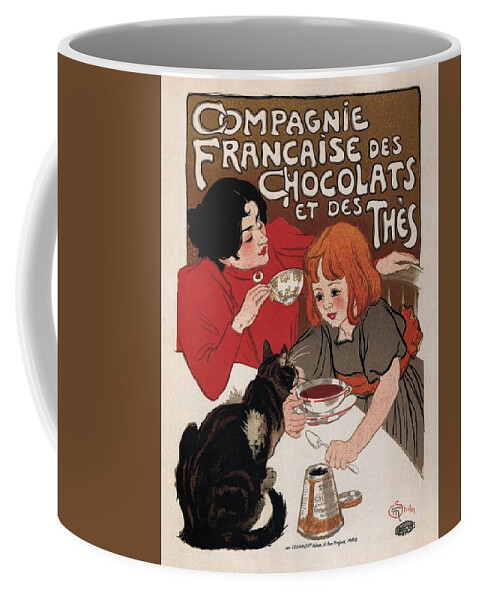 Chocolate Coffee Mug featuring the mixed media Compagnie Francaise Des Chocolats Et Des Thes - Vintage Chocolate and Tea Advertising Poster by Studio Grafiikka