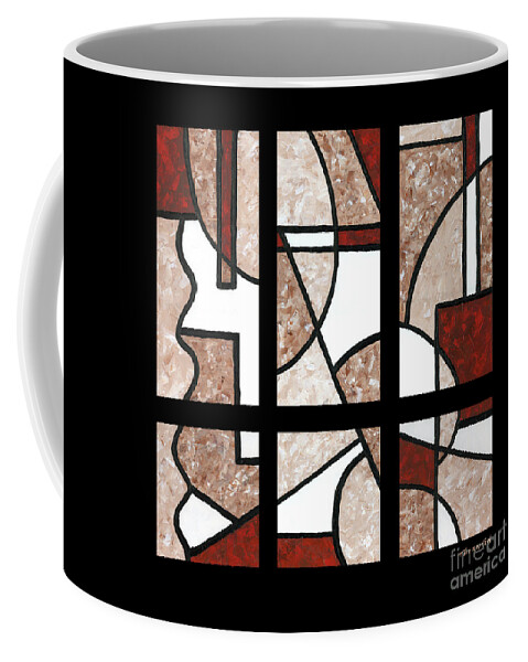 Abstract Coffee Mug featuring the painting Compartments Six Panels by Diane Thornton
