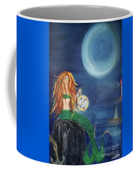 Mermaid Coffee Mug featuring the painting Compass Mermaid by Artist Linda Marie