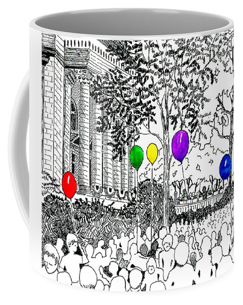 Ink Drawing Coffee Mug featuring the drawing Concert On The Square by Marilyn Smith