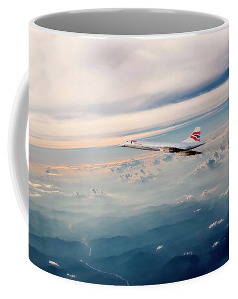 British Airways Coffee Mug featuring the digital art Concorde Horizons by Airpower Art