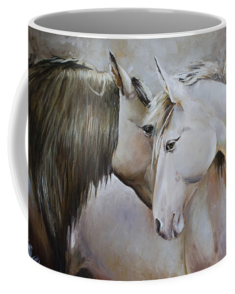 Horses Coffee Mug featuring the painting Confesion by Vali Irina Ciobanu