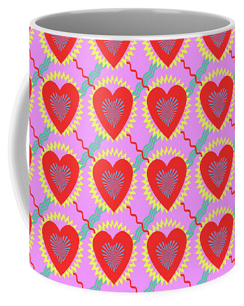 Hearts Coffee Mug featuring the digital art Connected hearts pattern by Silvia Ganora