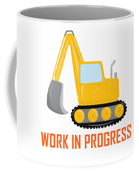 Excavator Coffee Mug featuring the digital art Construction Zone - Excavator Work In Progress Gifts - White Background by KayeCee Spain