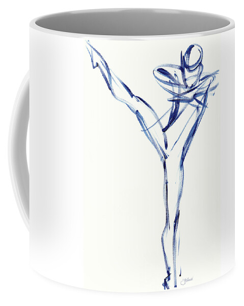 Dancer Coffee Mug featuring the painting Contemporary Ballet Dancer, Blue by Judith Kunzle
