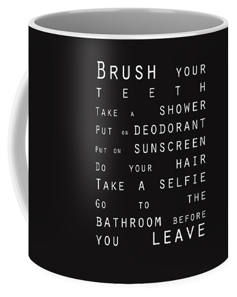Bathroom Sign Coffee Mug featuring the digital art Contemporary Bathroom Rules - Subway Sign by Linda Woods