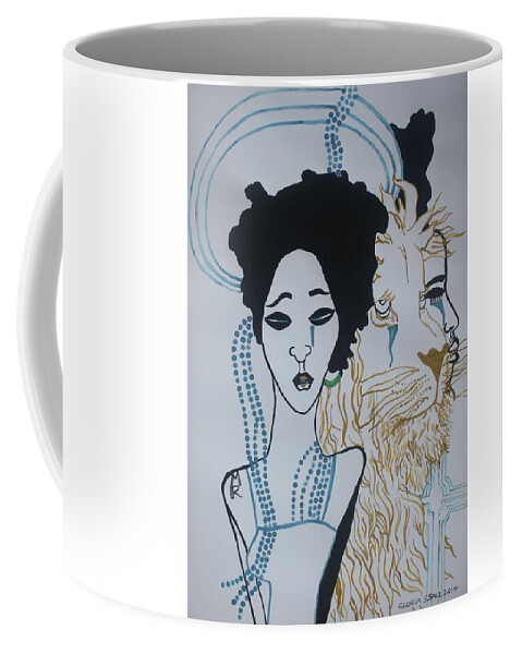 Jesus Coffee Mug featuring the painting Contemporary Our Lady The Sorrowful Mother by Gloria Ssali