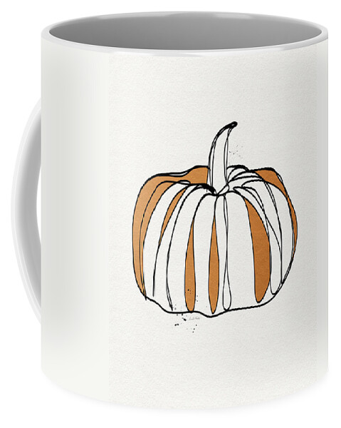 Pumpkin Coffee Mug featuring the drawing Contemporary Pumpkin- Art by Linda Woods by Linda Woods
