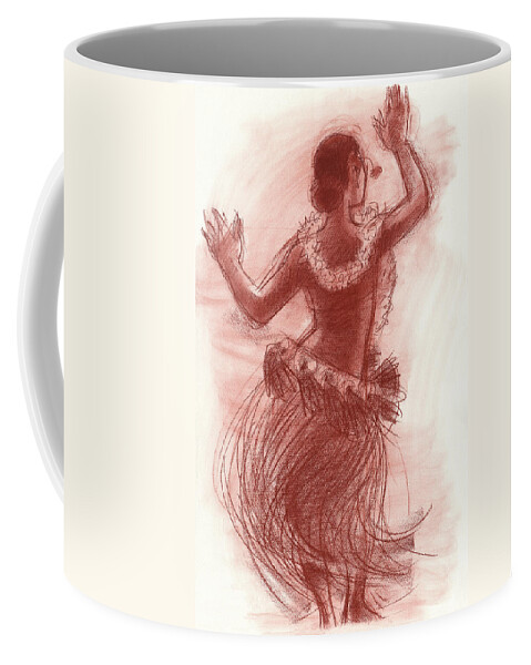 Dance Coffee Mug featuring the drawing Cook Islands Drum Dancer from the Back by Judith Kunzle