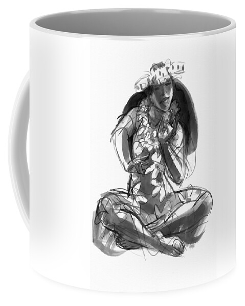 Dance Coffee Mug featuring the painting Cook Islands Ute Dancer by Judith Kunzle