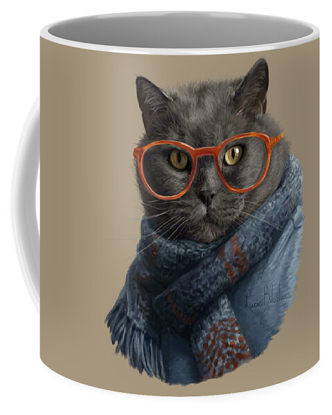 Cat Coffee Mug featuring the digital art Cool Cat by Lucie Bilodeau