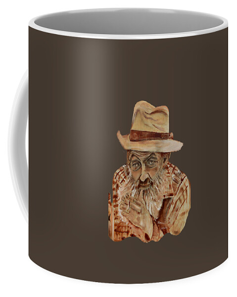 Popcorn Sutton T-shirts Coffee Mug featuring the painting Coppershine Popcorn Bust - T-shirt Transparency by Jan Dappen