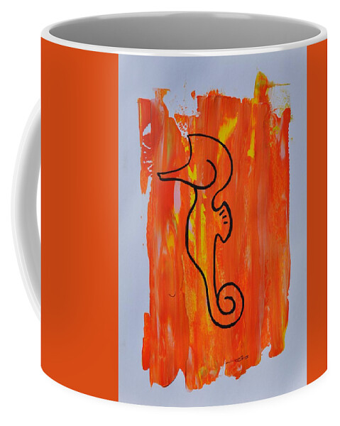 Seahorse Coffee Mug featuring the painting Copycat seahorse 04/30 by Eduard Meinema